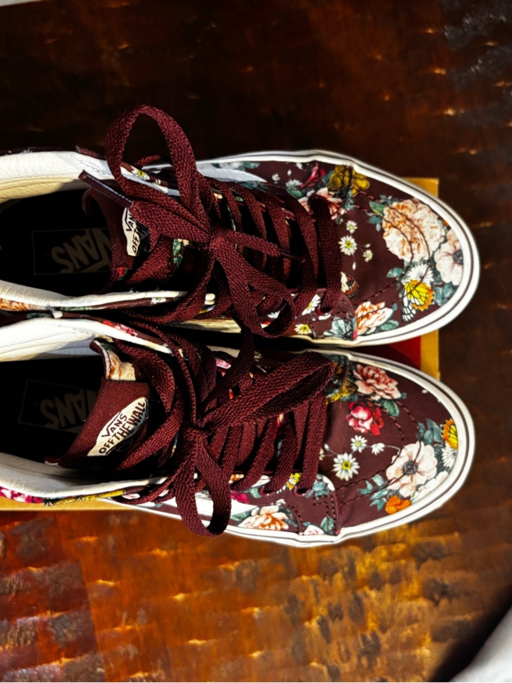 Vans kids Burgundy Floral High-Top Sneakers